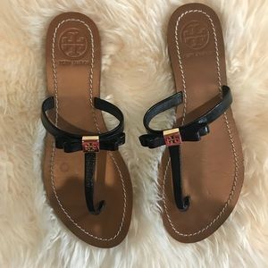 Tory Burch black patent sandals